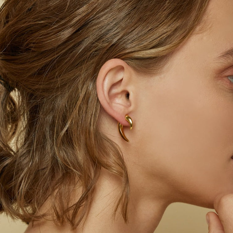 Johanna Textured Jacket Earrings 14k Gold Plated Unique