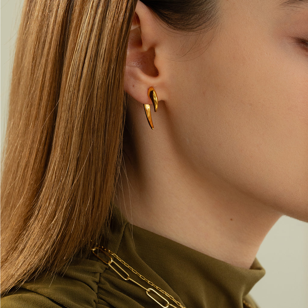 Johanna Textured Jacket Earrings 14k Gold Plated Unique