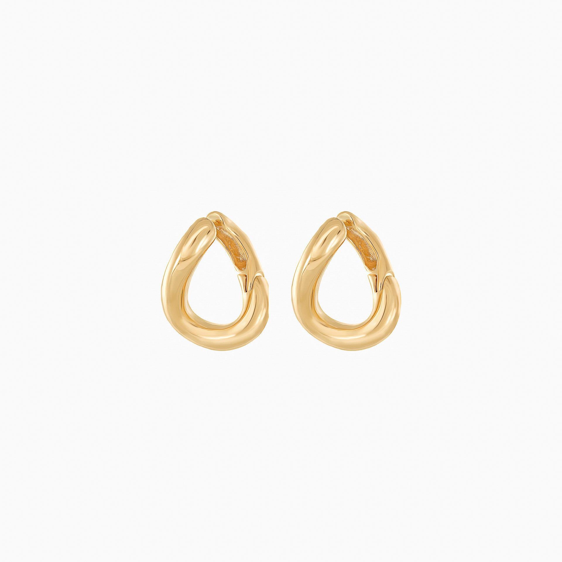 Chase Twisted Oval Link Earrings 14k Gold Plated Everyday Style