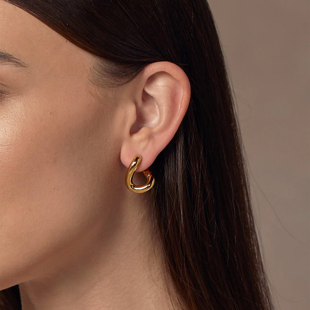 Chase Twisted Oval Link Earrings 14k Gold Plated Everyday Style