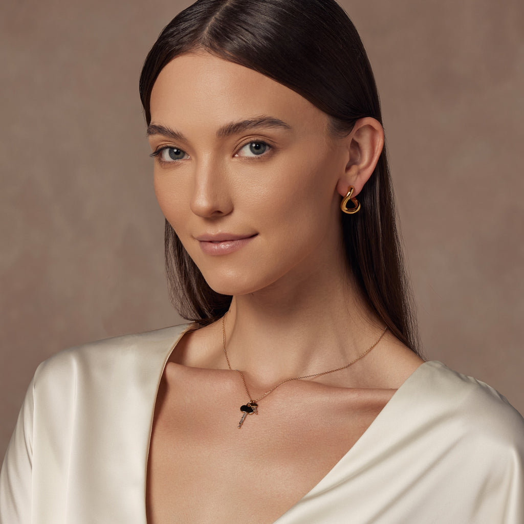 Chase Twisted Oval Link Earrings 14k Gold Plated Everyday Style
