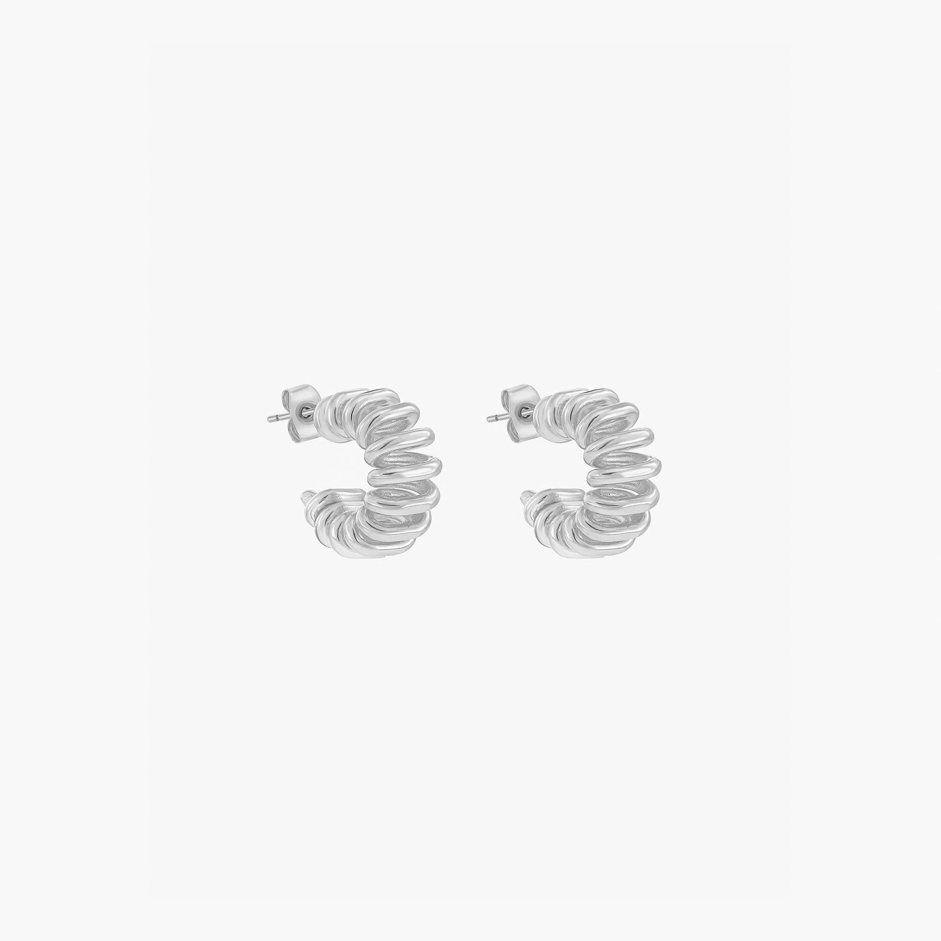 Prato Classic Ripple Huggies Earrings 14k Gold Plated Aesthetic