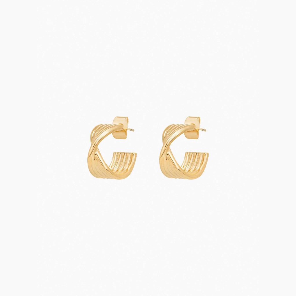 Maeve Twisted Knot Huggie Earrings 14k Gold Plated Daily Wear