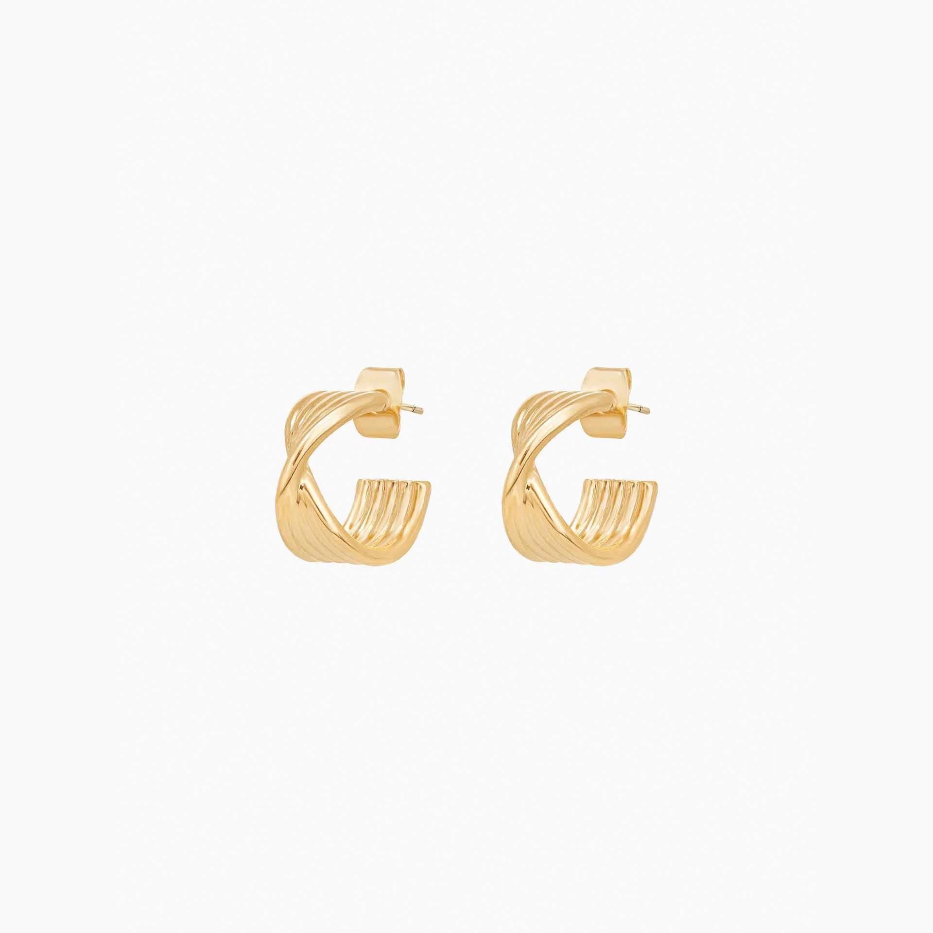 Maeve Twisted Knot Huggie Earrings 14k Gold Plated Daily Wear
