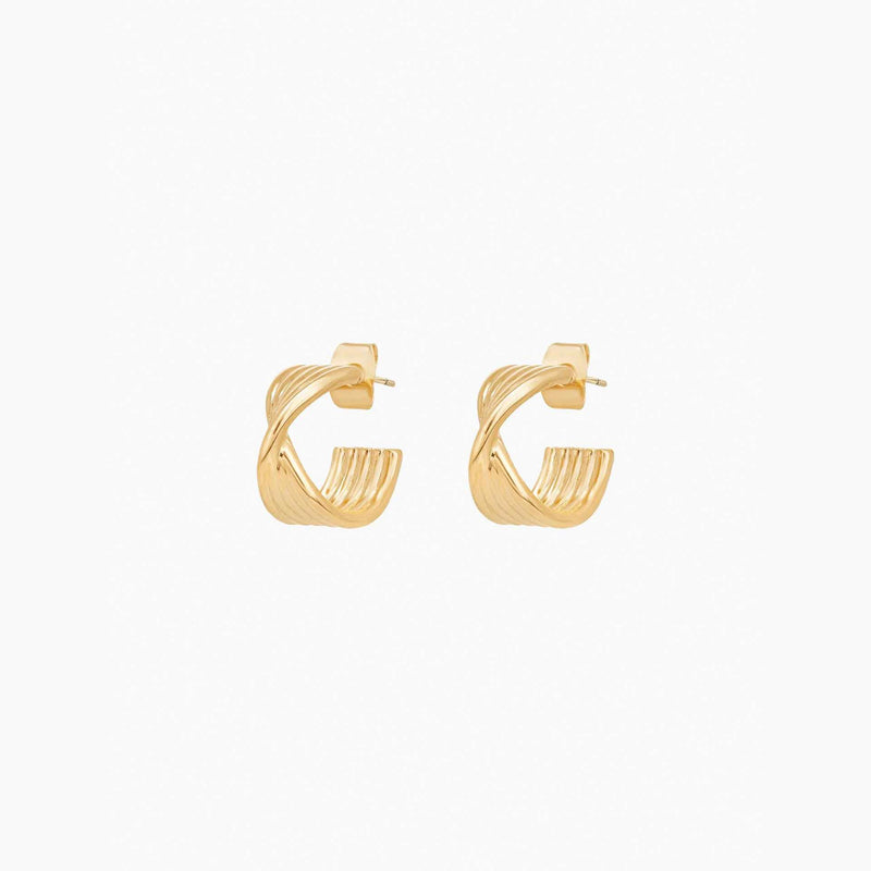 Maeve Twisted Knot Huggie Earrings 14k Gold Plated Daily Wear