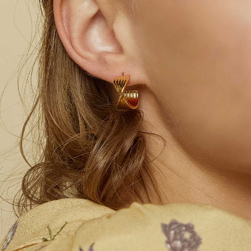 Maeve Twisted Knot Huggie Earrings 14k Gold Plated Daily Wear
