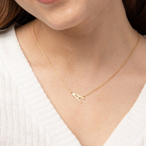 Signature Letter Necklace 14k Gold Plated Minimalist Style