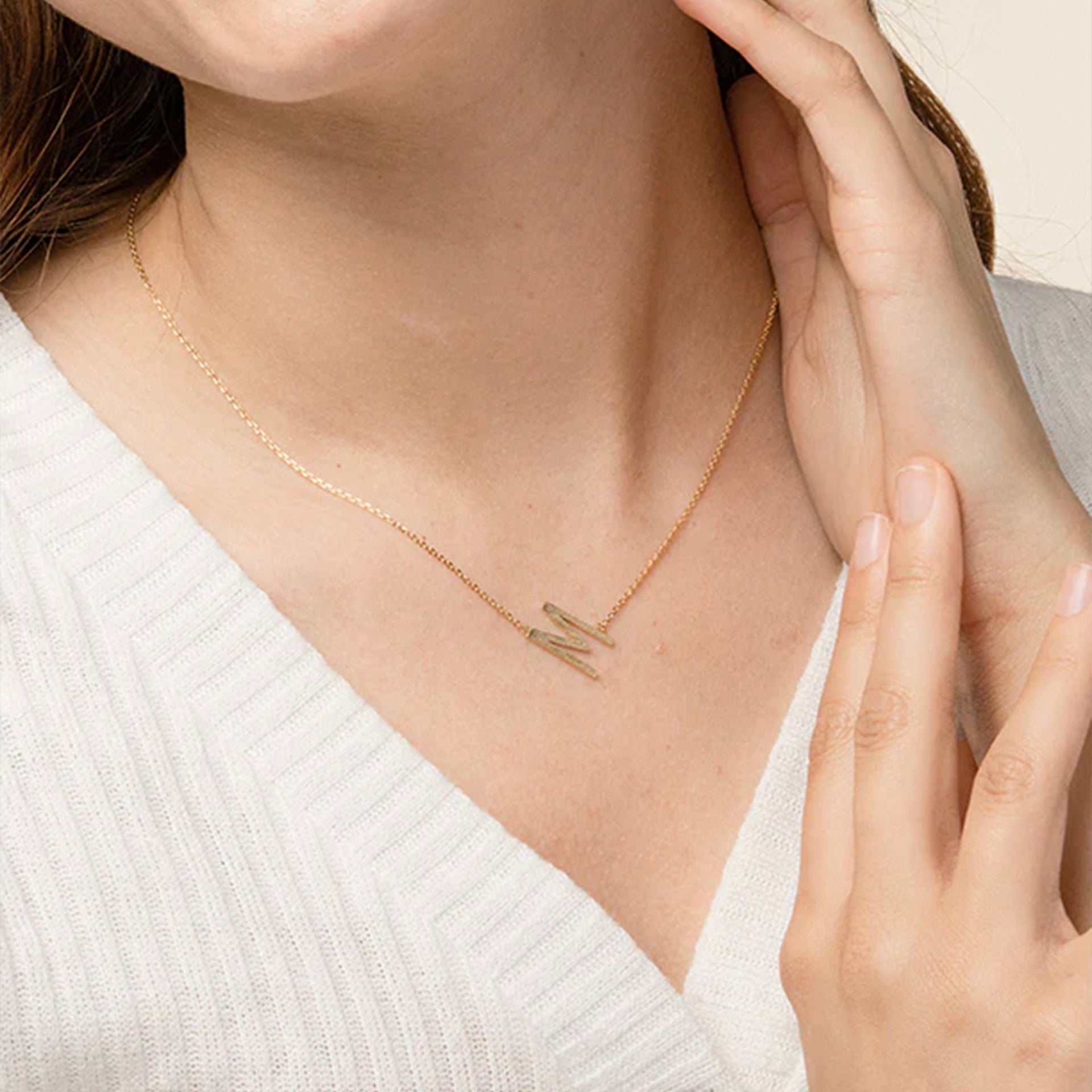 Signature Letter Necklace 14k Gold Plated Minimalist Style