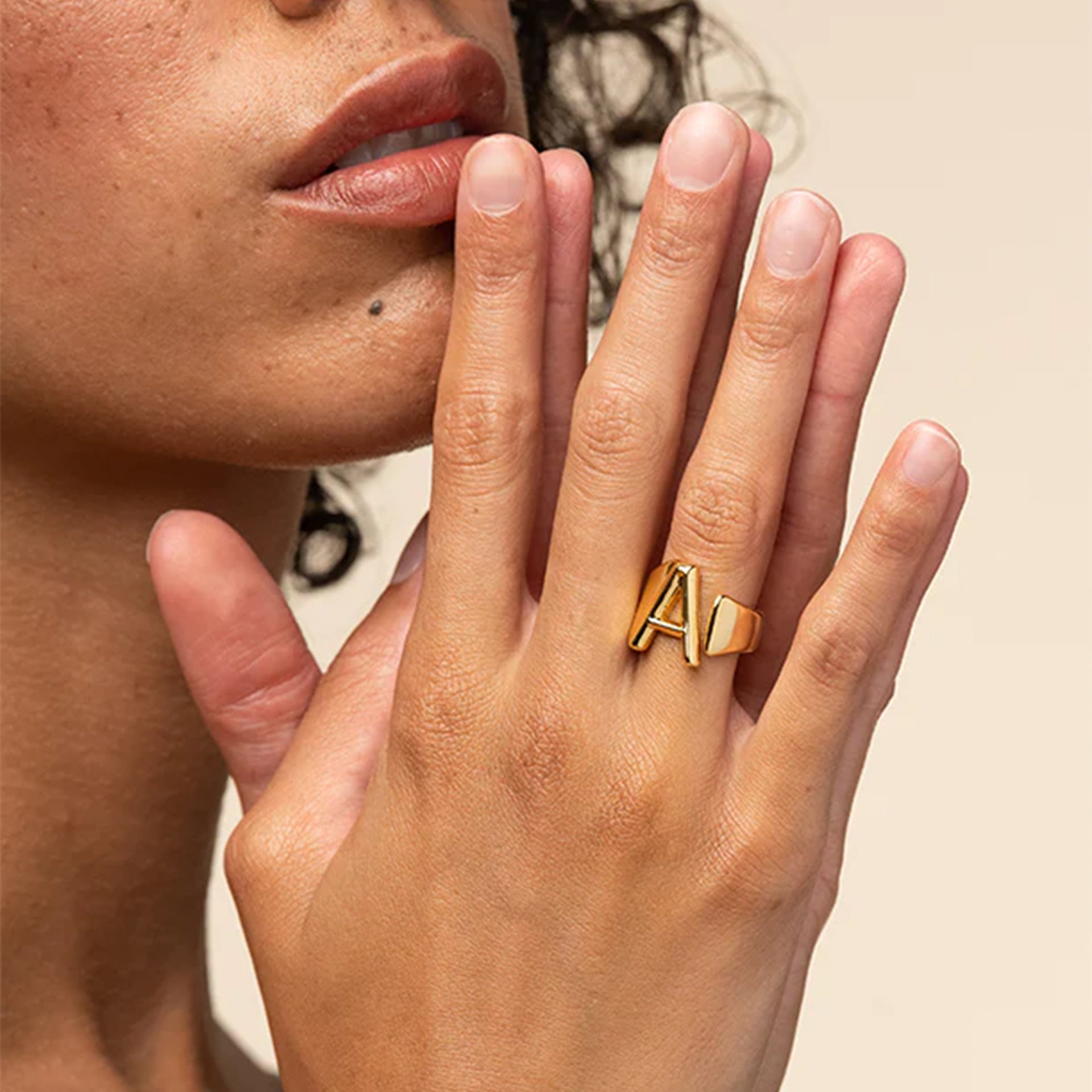 Signature Initial Signet Ring 14k Gold Plated Statement Piece