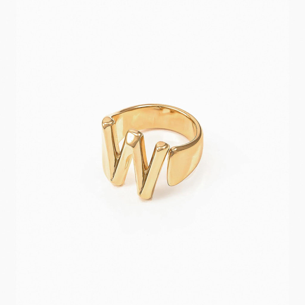 Signature Initial Signet Ring 14k Gold Plated Statement Piece