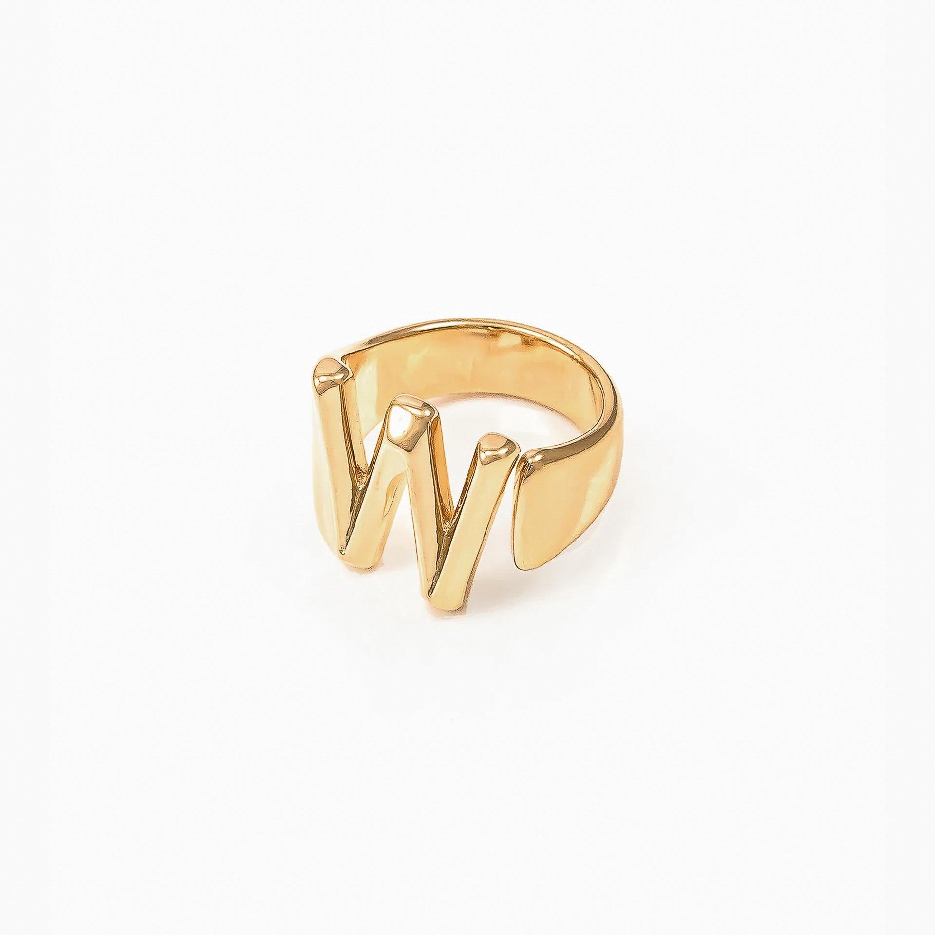 Signature Initial Signet Ring 14k Gold Plated Statement Piece