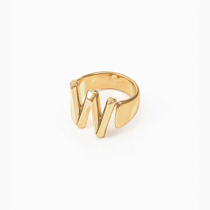 Signature Initial Signet Ring 14k Gold Plated Statement Piece
