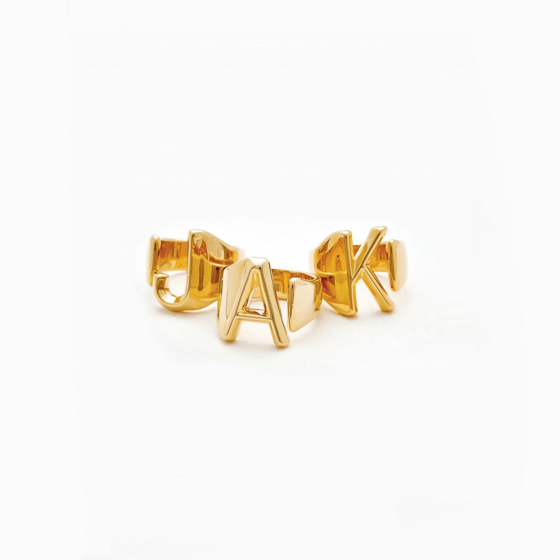 Signature Initial Signet Ring 14k Gold Plated Statement Piece