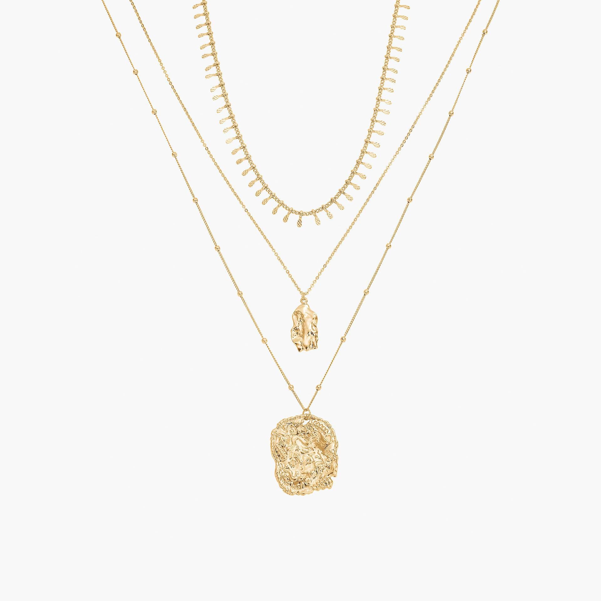 Faya Abstract Disk Pendant Necklace 14k Gold Plated Unique Piece
