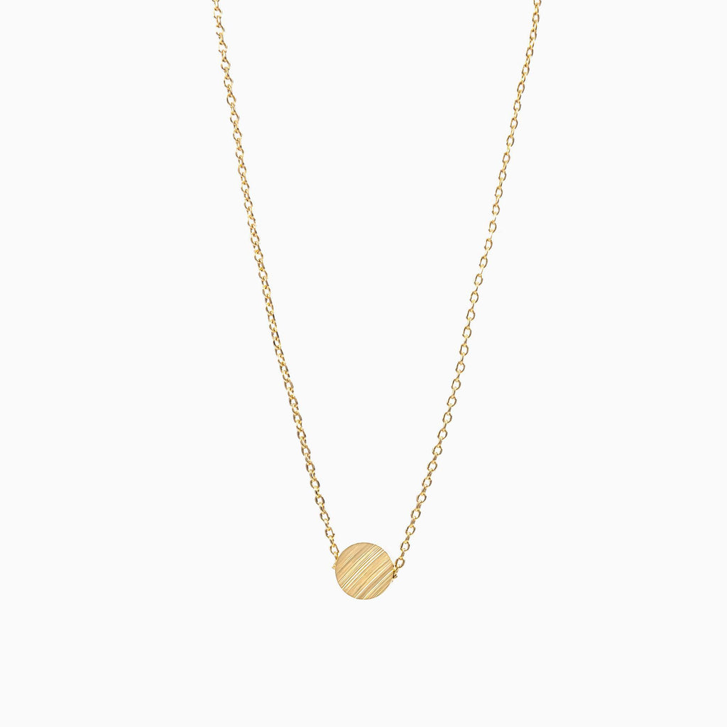 Mariko Mini Round Disk Necklace 14k Gold Plated Minimal Style