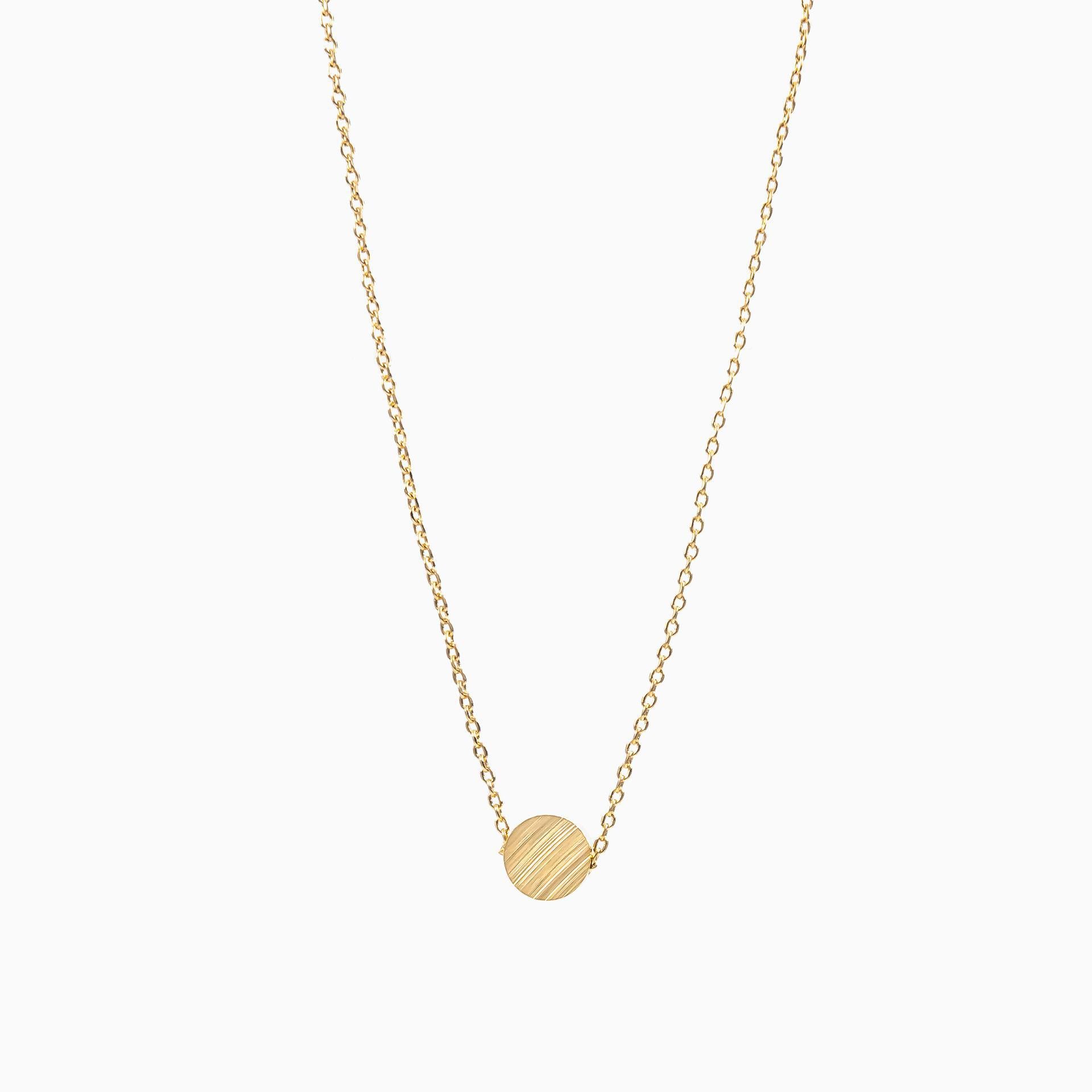Mariko Mini Round Disk Necklace 14k Gold Plated Minimal Style