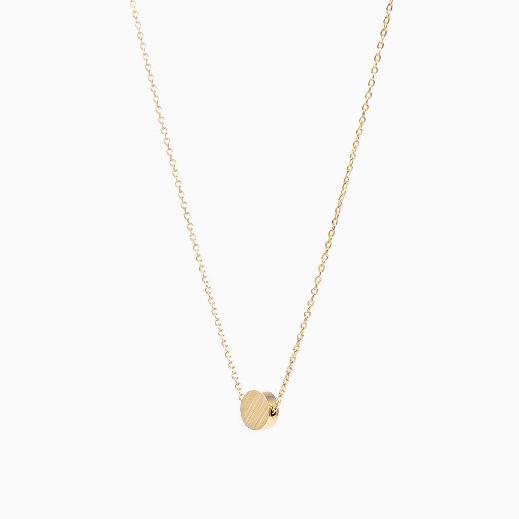 Mariko Mini Round Disk Necklace 14k Gold Plated Minimal Style