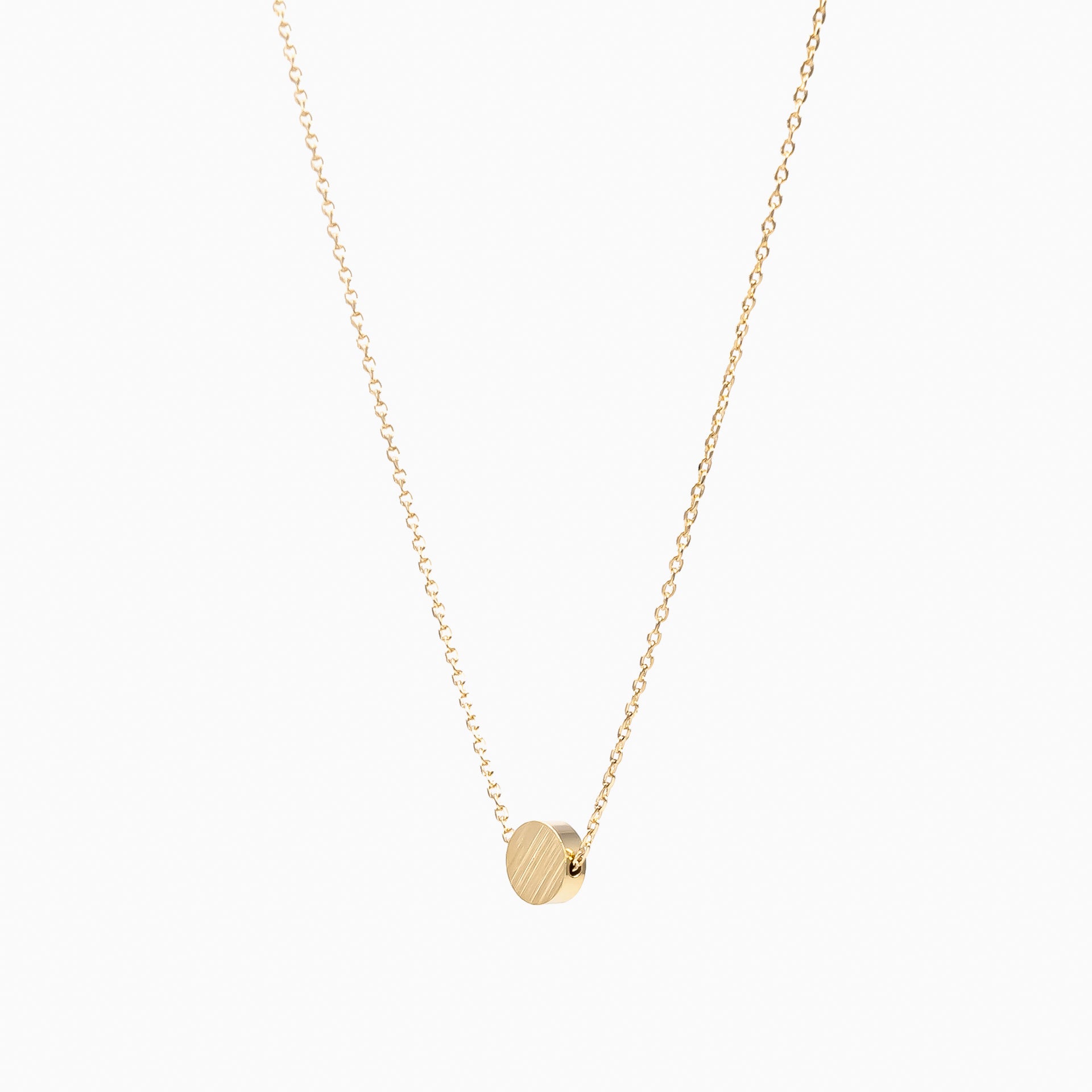 Mariko Mini Round Disk Necklace 14k Gold Plated Minimal Style