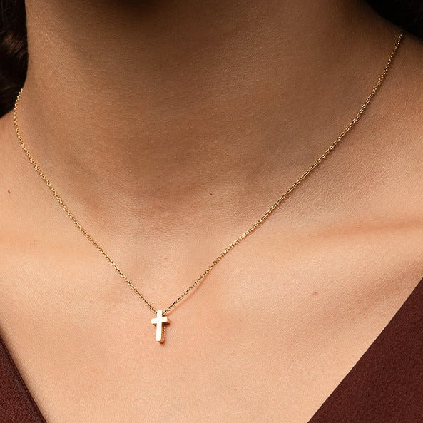 Joy Mini Cross Necklace 14k Gold Plated Minimalist