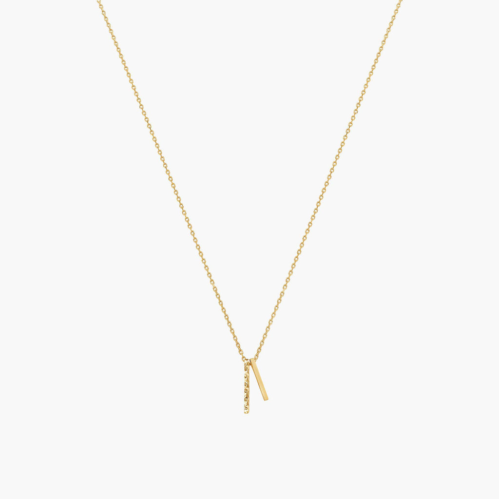 Skylar Mini Double Textured Bar Necklace 14k Gold Plated Daily Style