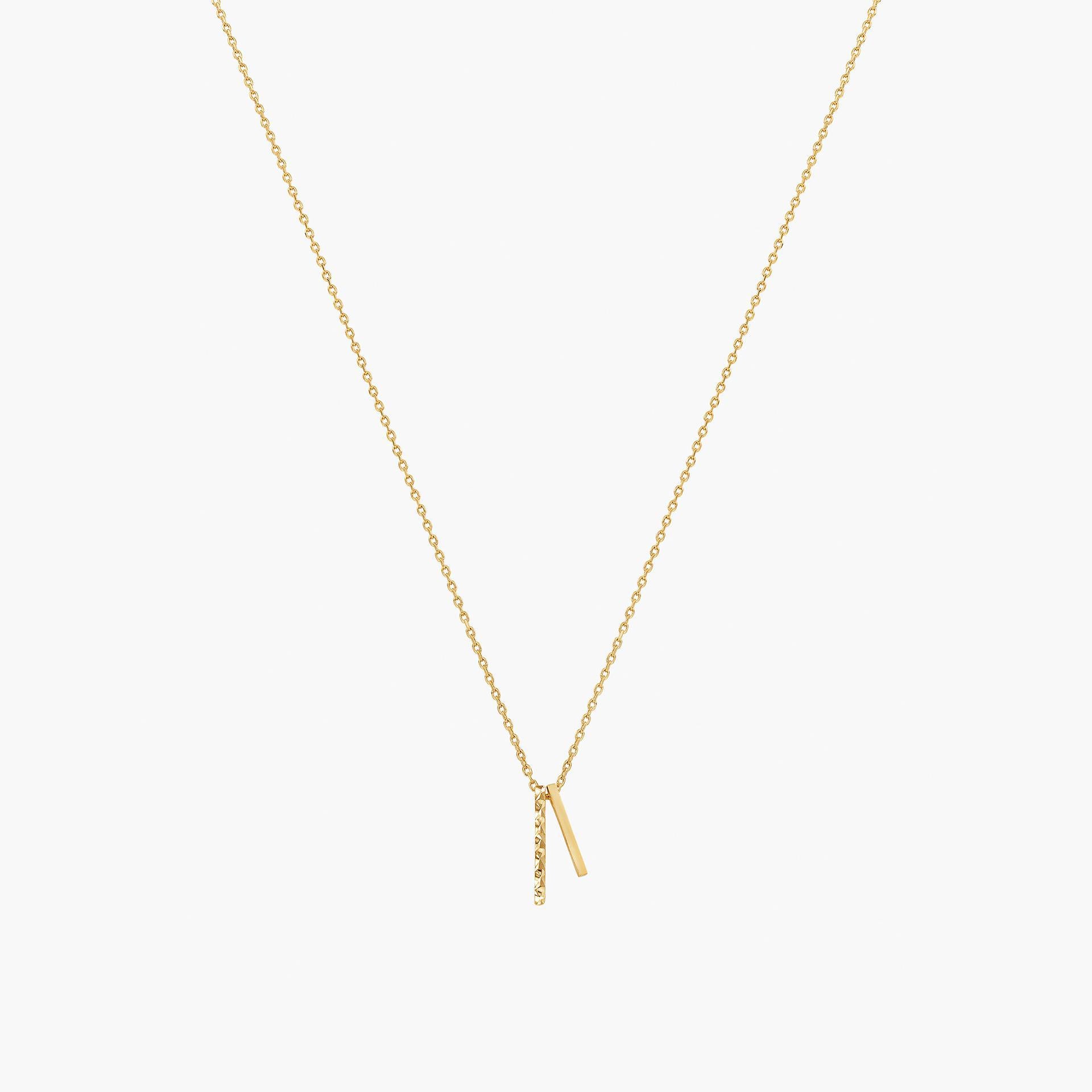 Skylar Mini Double Textured Bar Necklace 14k Gold Plated Daily Style