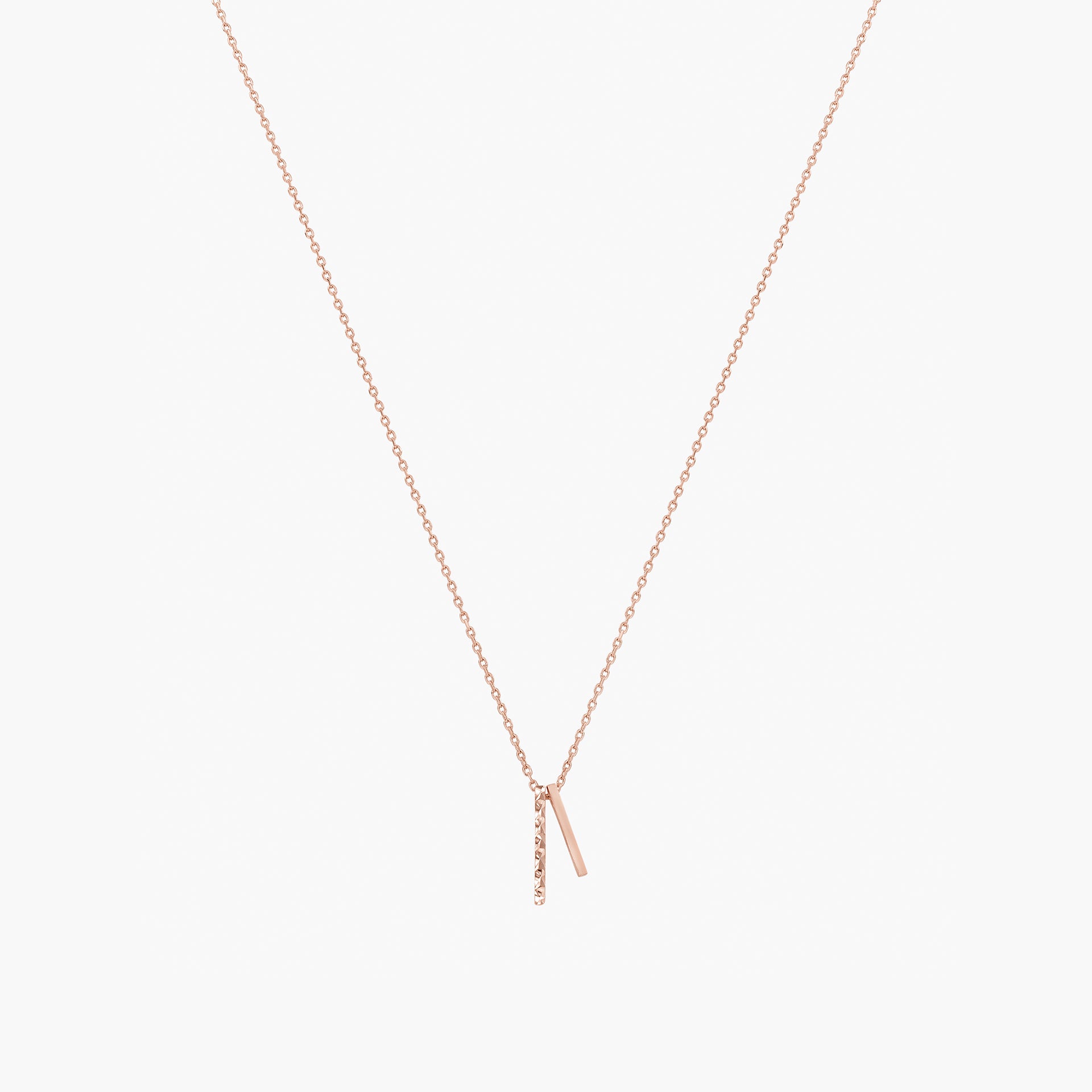 Skylar Mini Double Textured Bar Necklace 14k Gold Plated Daily Style