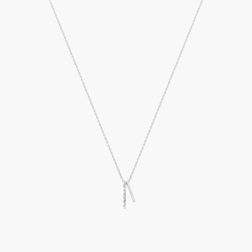 Skylar Mini Double Textured Bar Necklace 14k Gold Plated Daily Style