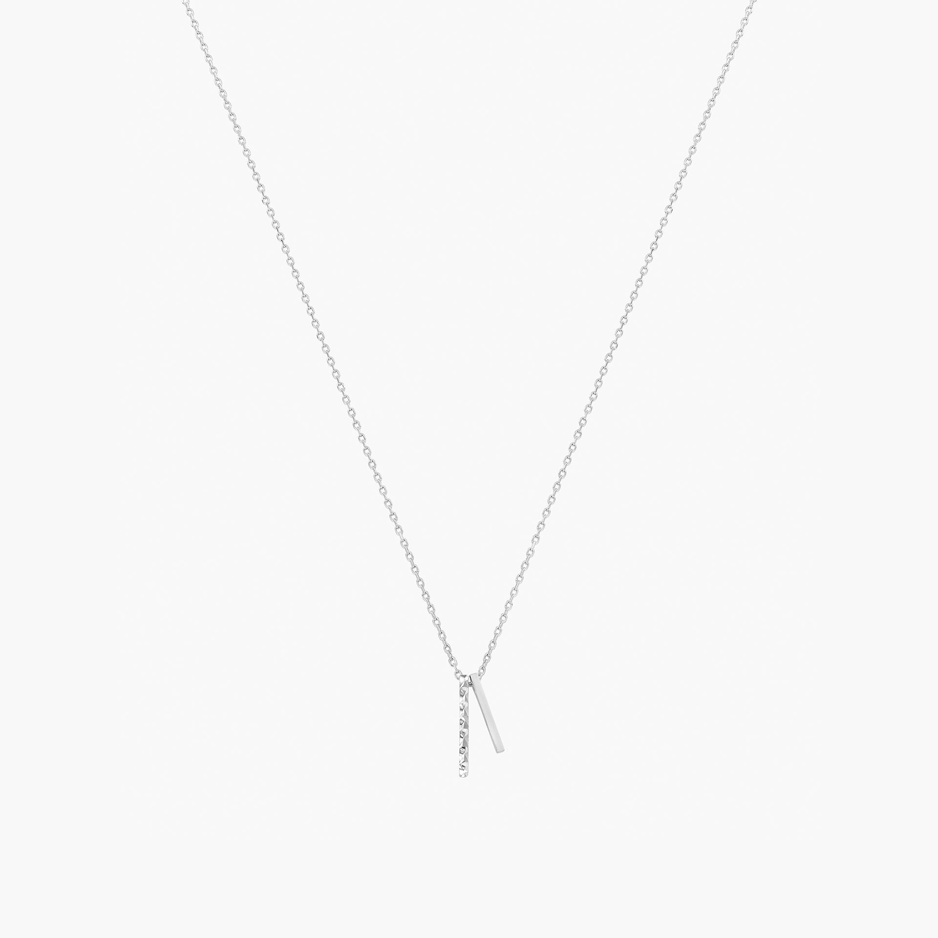 Skylar Mini Double Textured Bar Necklace 14k Gold Plated Daily Style