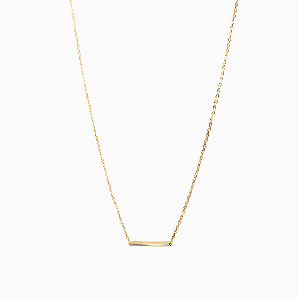 Naomi Single Horizontal Bar Pendant Necklace 14k Gold Plated Minimal