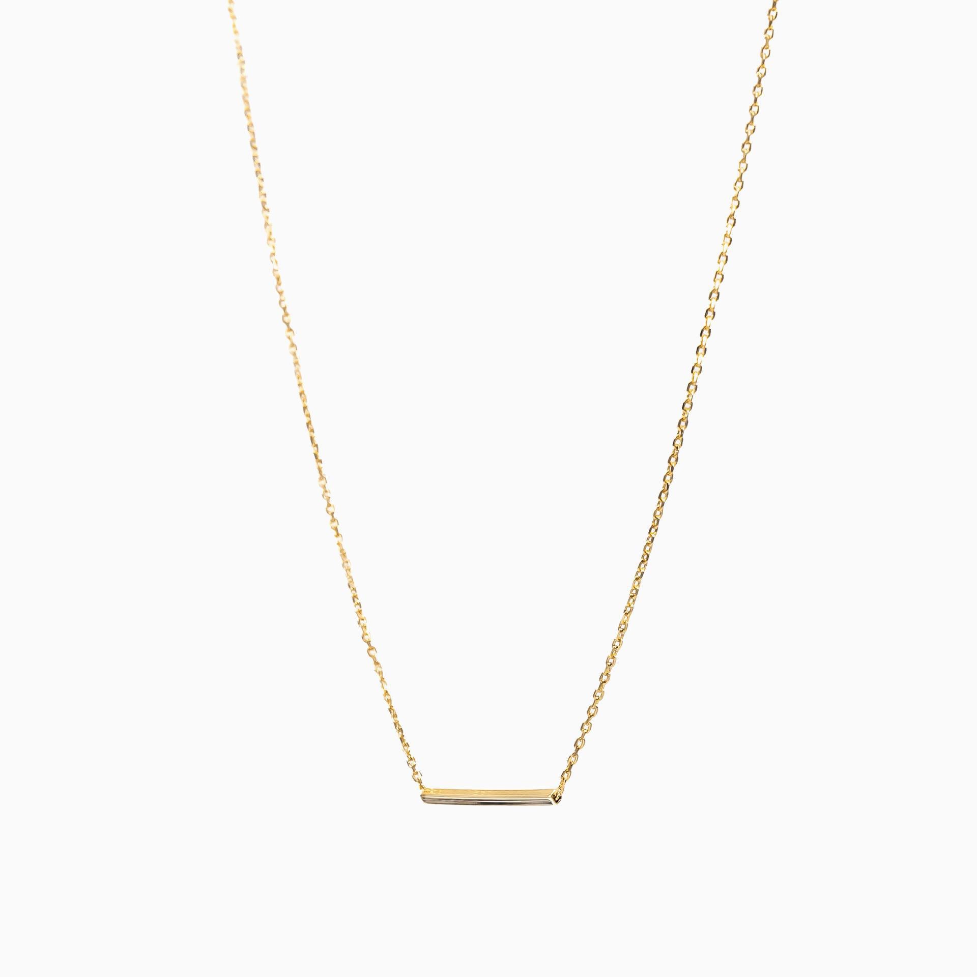 Naomi Single Horizontal Bar Pendant Necklace 14k Gold Plated Minimal