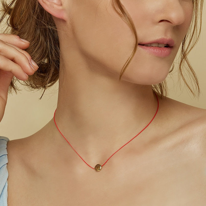 Lana Circular Pendant String Necklace 14k Gold Plated Minimalist Piece