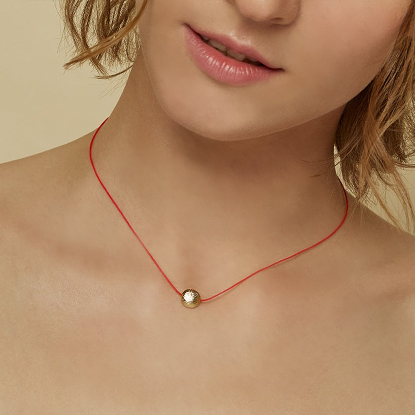Lana Circular Pendant String Necklace 14k Gold Plated Minimalist Piece