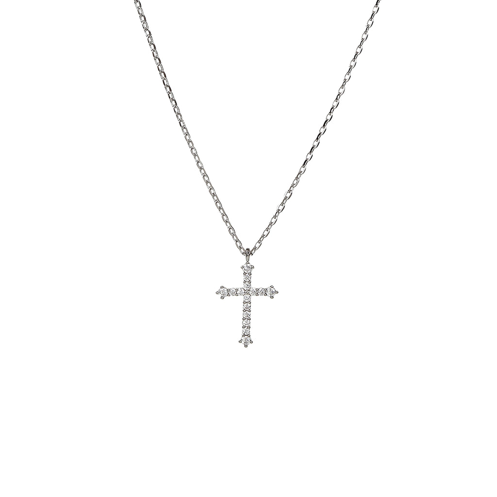 Lisette Crystal Cross Pointed Necklace 14k Gold Plated Faith