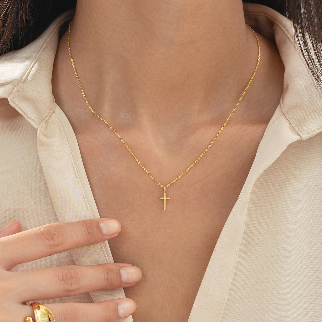 Marielle Mini Cross Necklace 14k Gold Plated Daily Wear