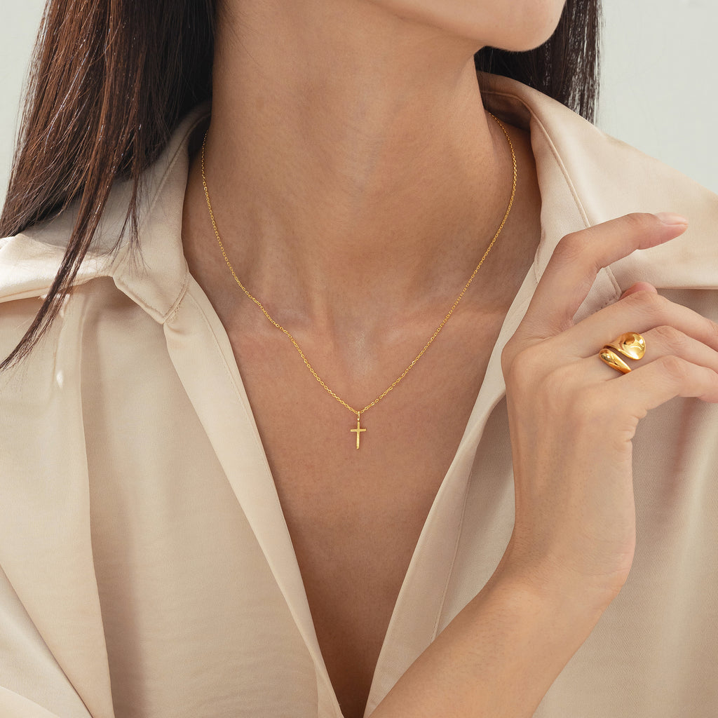 Marielle Mini Cross Necklace 14k Gold Plated Daily Wear