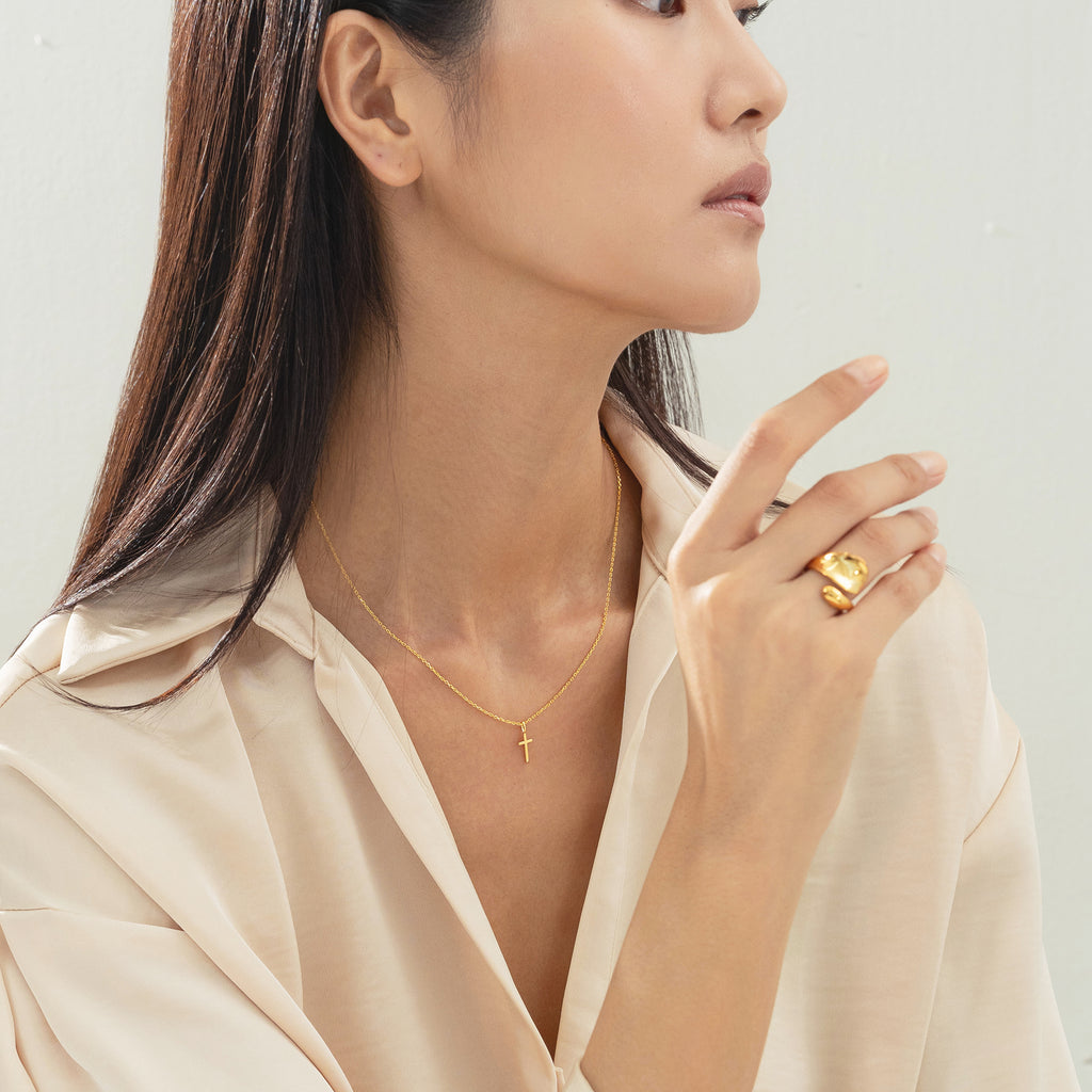 Marielle Mini Cross Necklace 14k Gold Plated Daily Wear