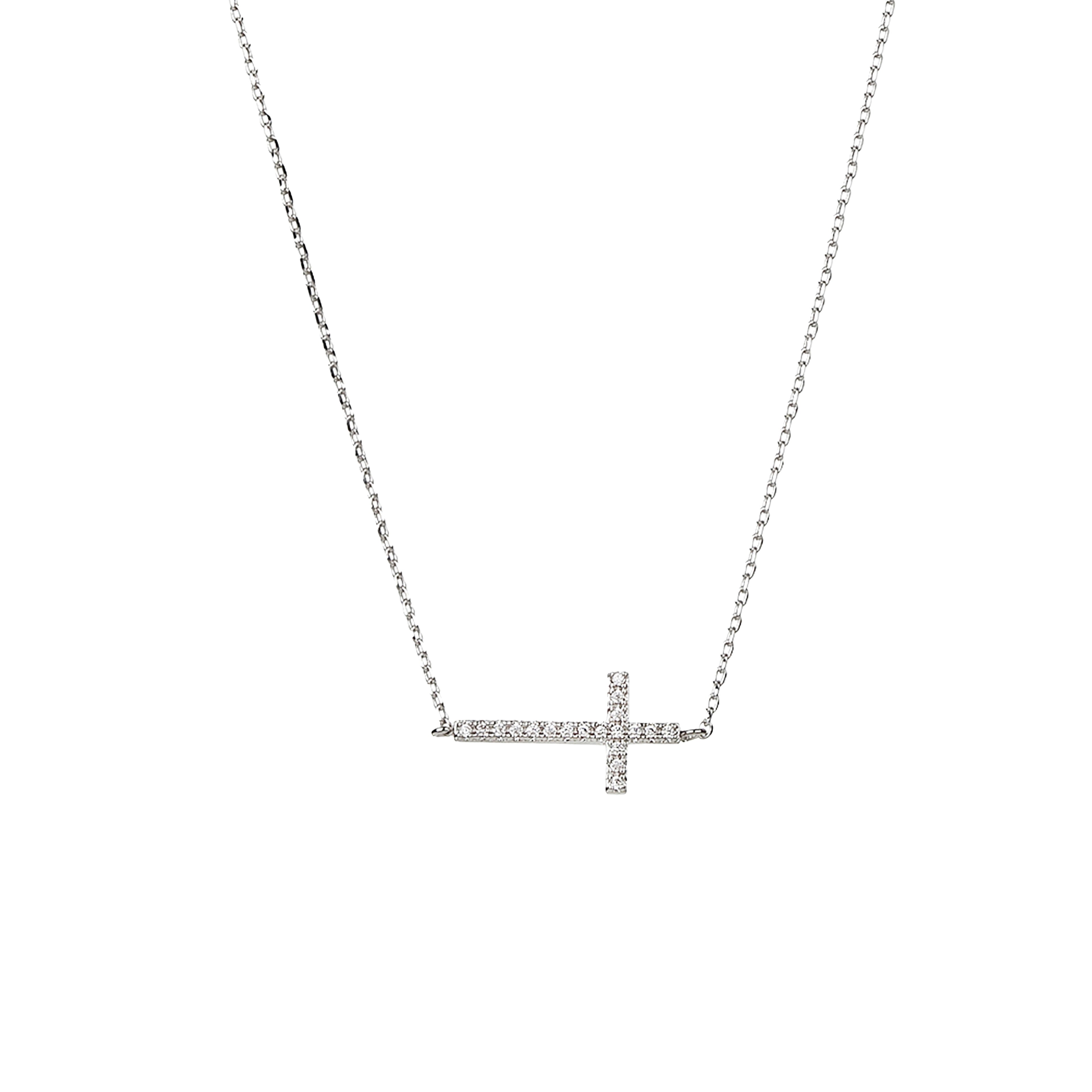 Elowen Horizontal Crystal Cross Necklace 14k Gold Plated Everyday Look