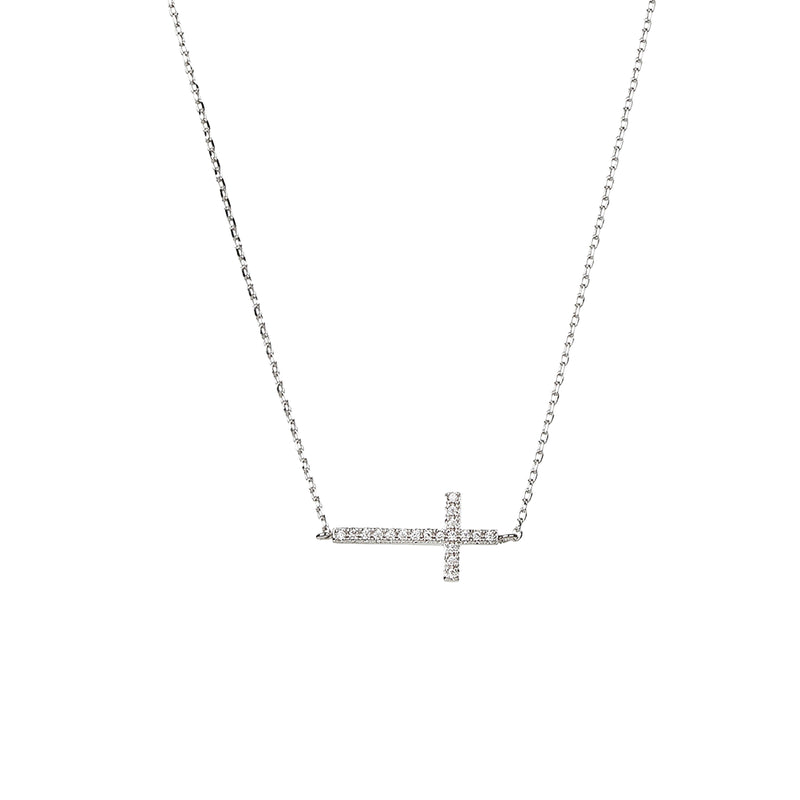 Elowen Horizontal Crystal Cross Necklace 14k Gold Plated Everyday Look