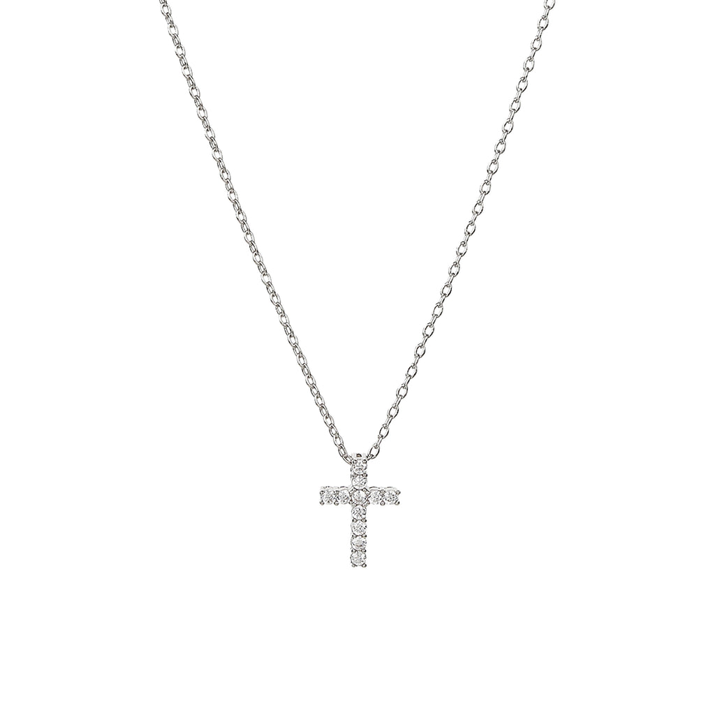Aveline Crystal Cross Necklace 14k Gold Plated Minimal Style