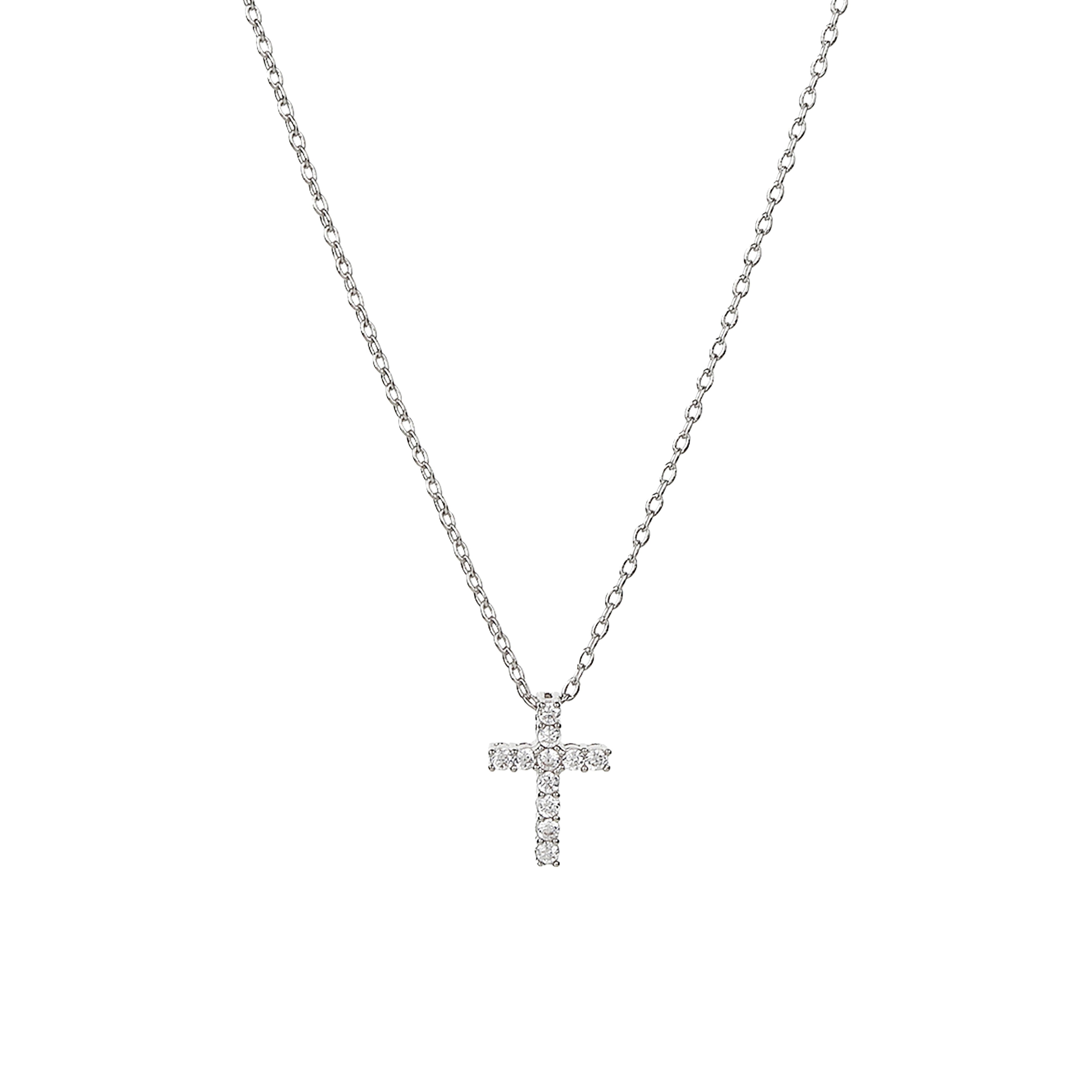 Aveline Crystal Cross Necklace 14k Gold Plated Minimal Style