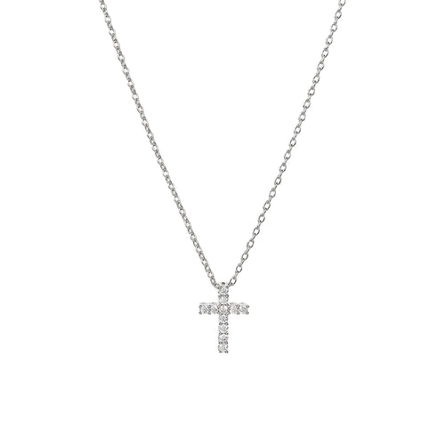 Aveline Crystal Cross Necklace 14k Gold Plated Minimal Style