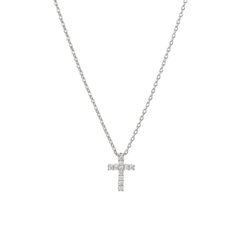 Aveline Crystal Cross Necklace 14k Gold Plated Minimal Style