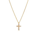 Evelina Crystal Cross Necklace 14k Gold Plated Everyday Style