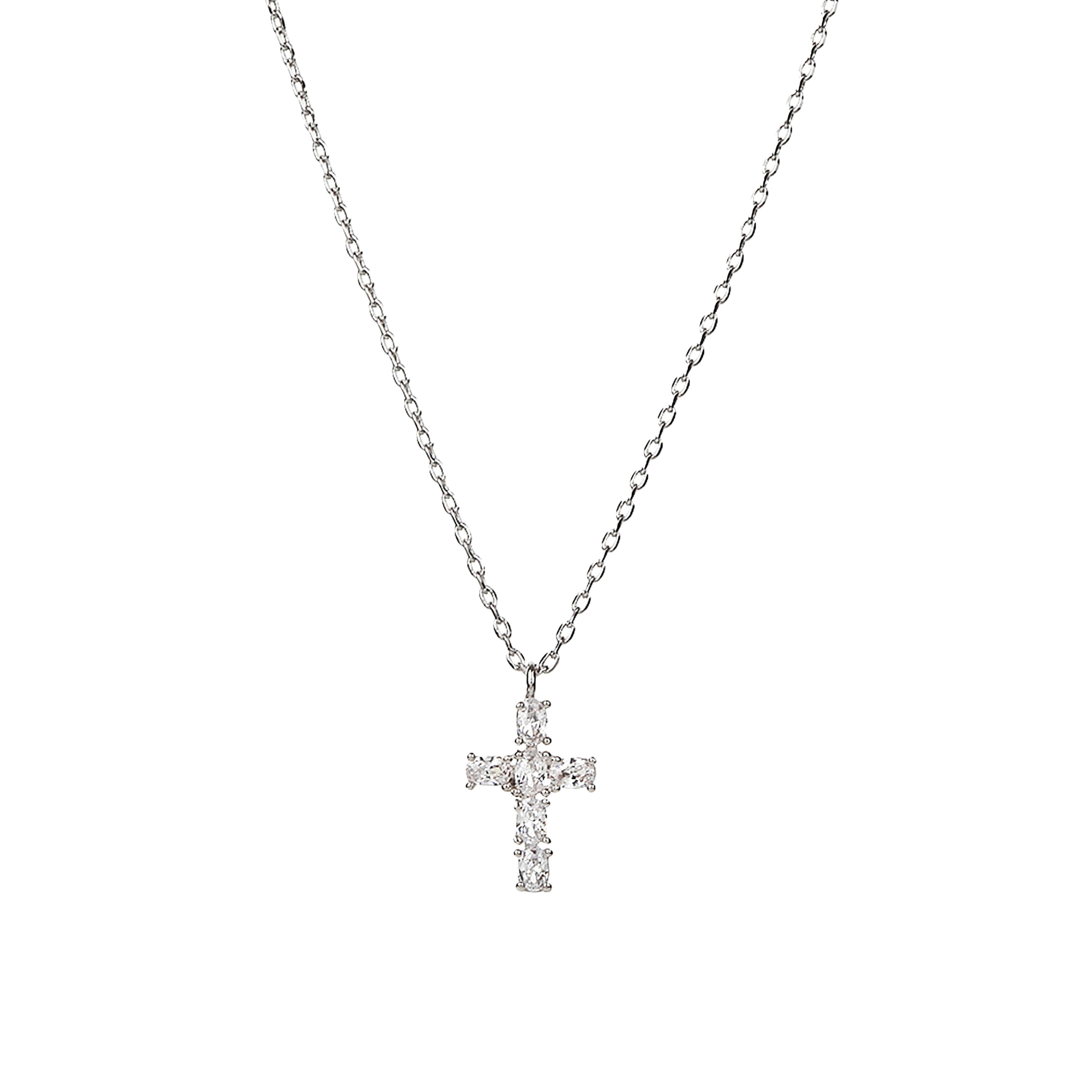 Evelina Crystal Cross Necklace 14k Gold Plated Everyday Style