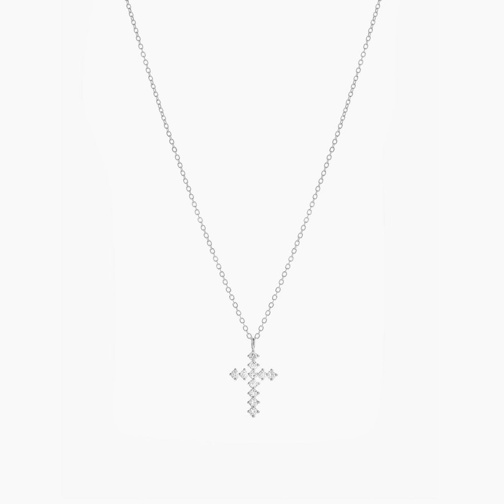 Wena Pointed Crystal Cross Necklace 14k Gold Plated Bold Faith