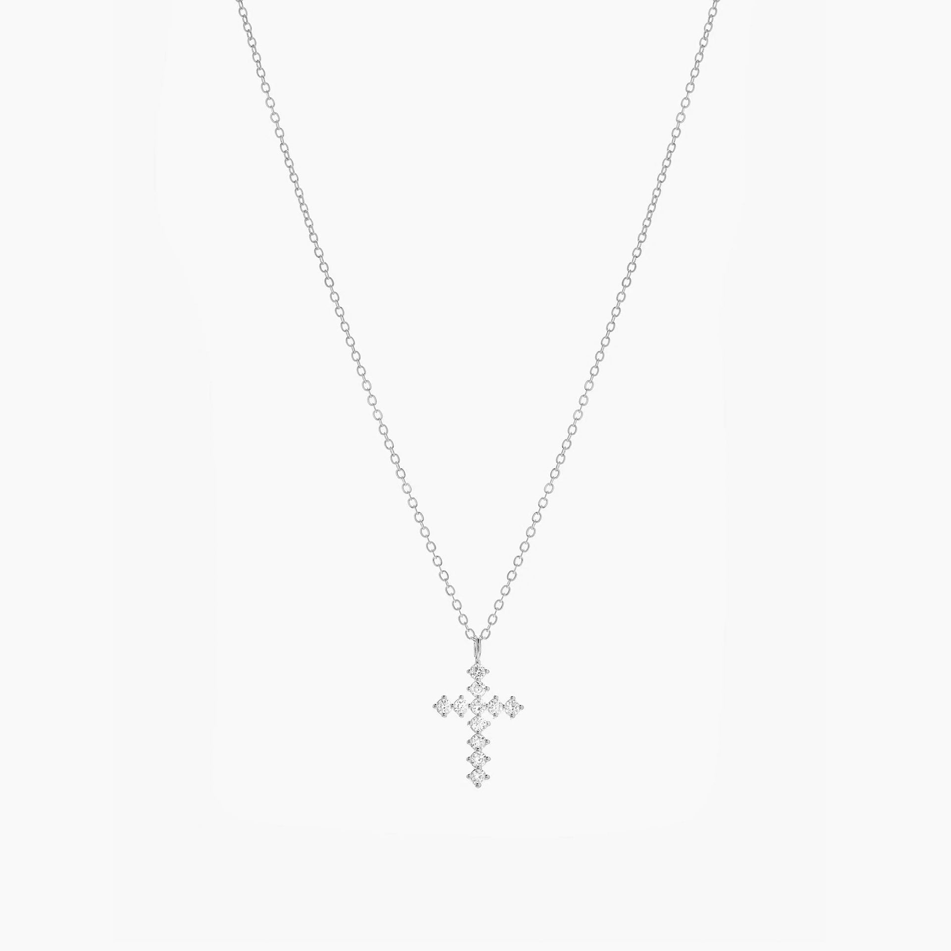 Wena Pointed Crystal Cross Necklace 14k Gold Plated Bold Faith