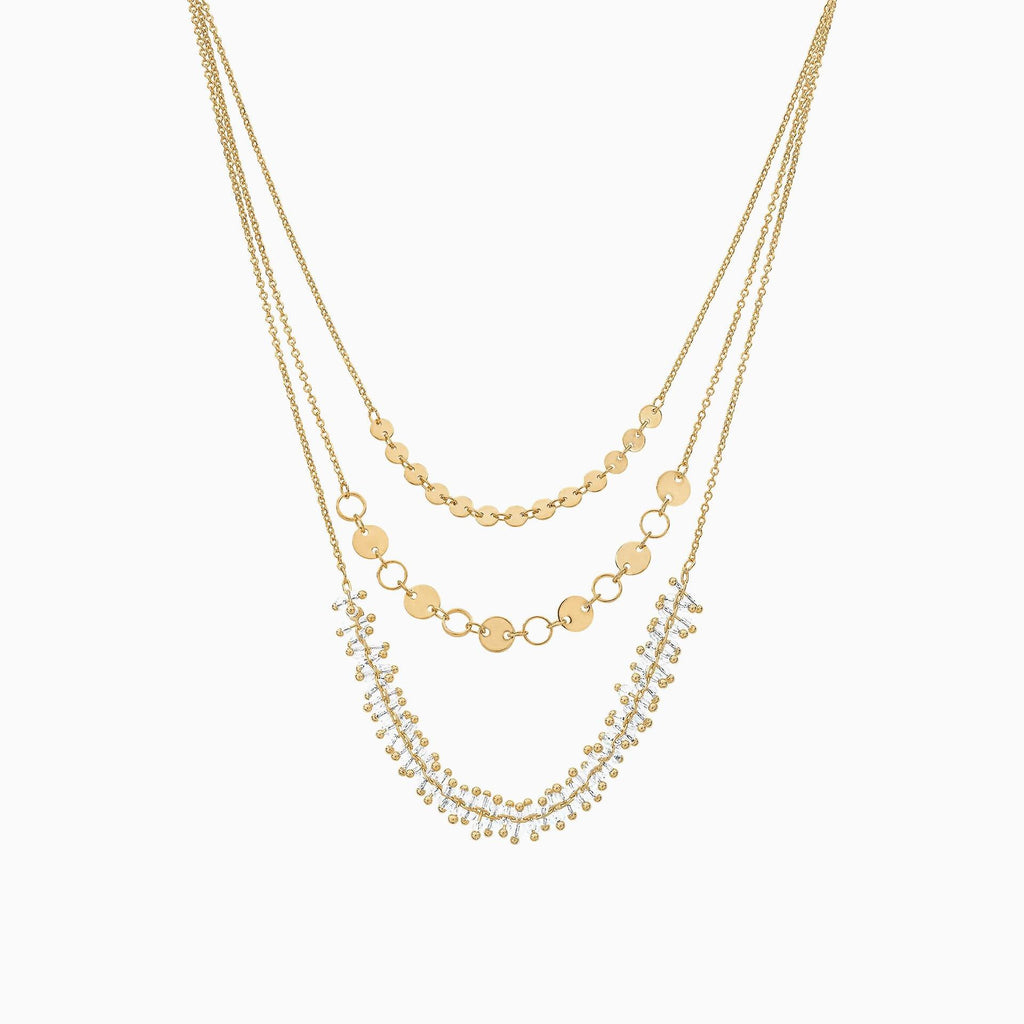 Forest Layered Pendant Necklace 14k Gold Plated Unique Style
