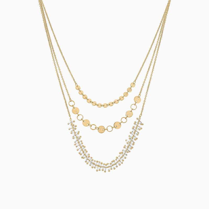 Forest Layered Pendant Necklace 14k Gold Plated Unique Style