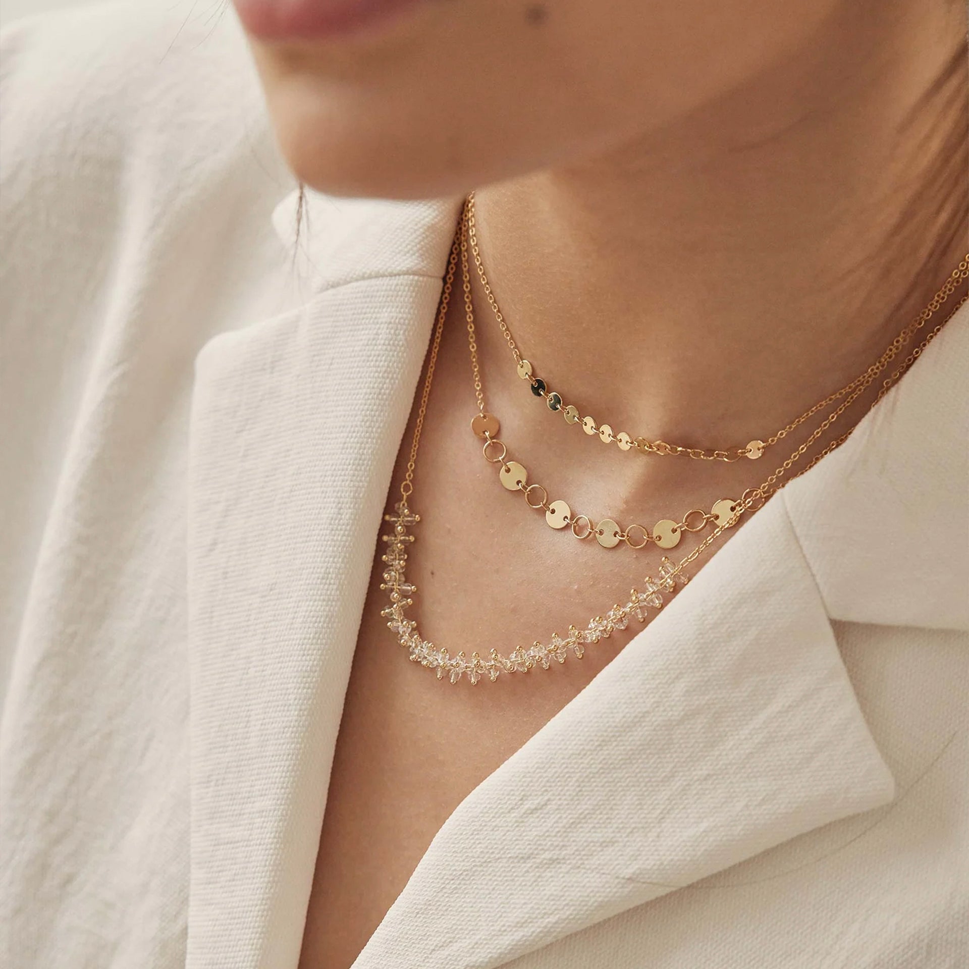 Forest Layered Pendant Necklace 14k Gold Plated Unique Style