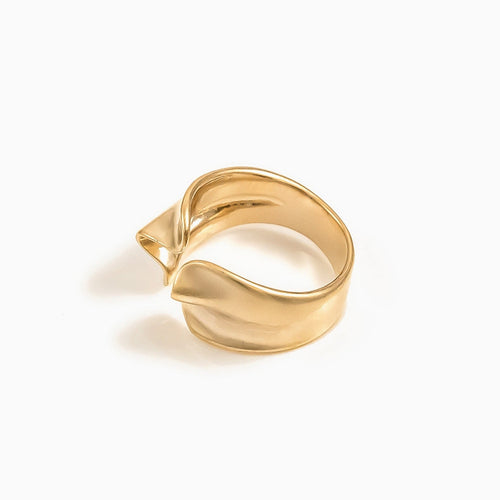 Brooklyn Geometric Abstract Open Adjustable Ring 14k Gold Plated